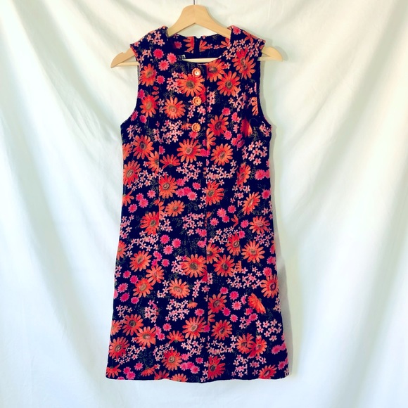 VINTAGE 1960s Vivid Hanae Mori Designer Mod A-Line GoGo Shift Dress XS S - Picture 1 of 13